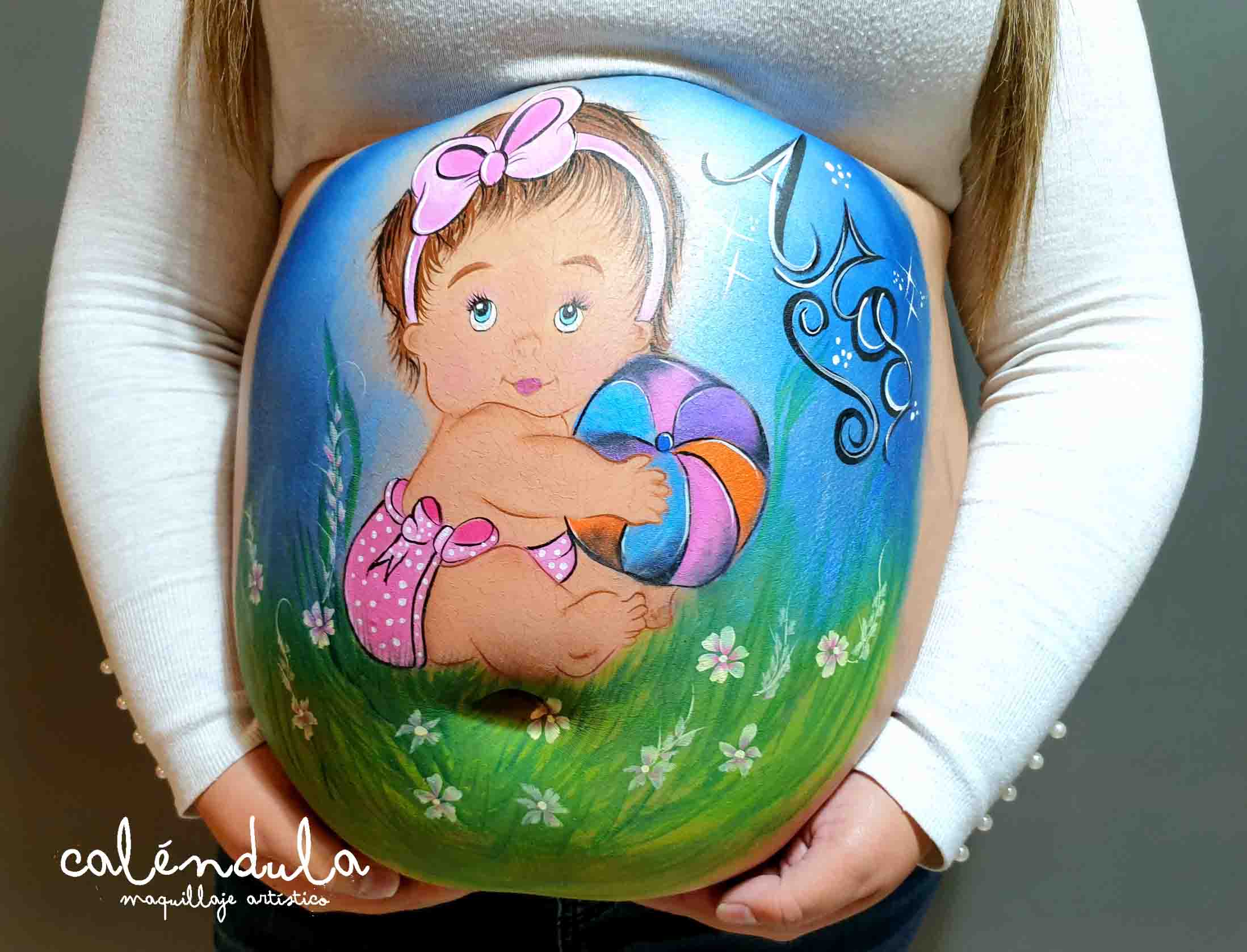 Belly Painting para embarazadas en Barcelona · Caléndula Maquillaje